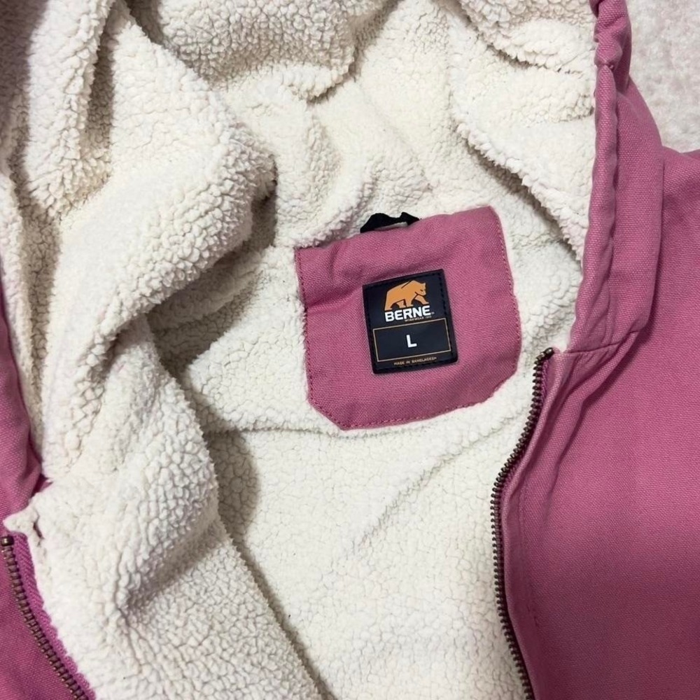 Berne Pink Barn Chore Jacket Womens Coat Size S Sherpa Lined Cotton Canvas - Picture 4 of 7